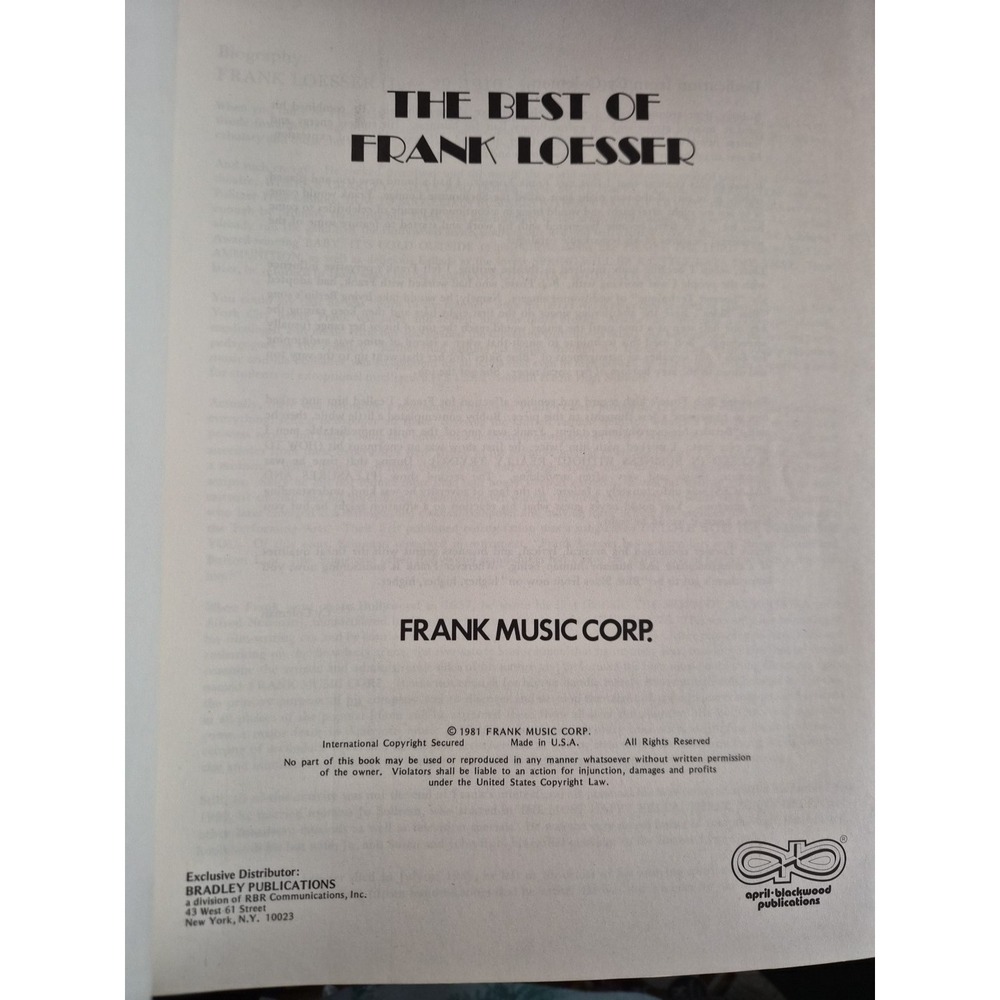 The Best Of Frank Loesser 1981 Song Book - Picture 3 of 4
